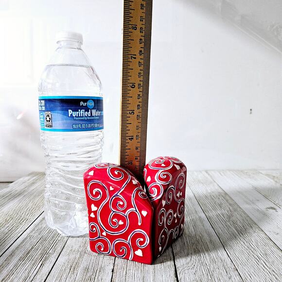 2-Piece Red Heart Shaped Salt and Pepper Shaker Set by Bella Casa by Ganz with - Picture 8 of 16